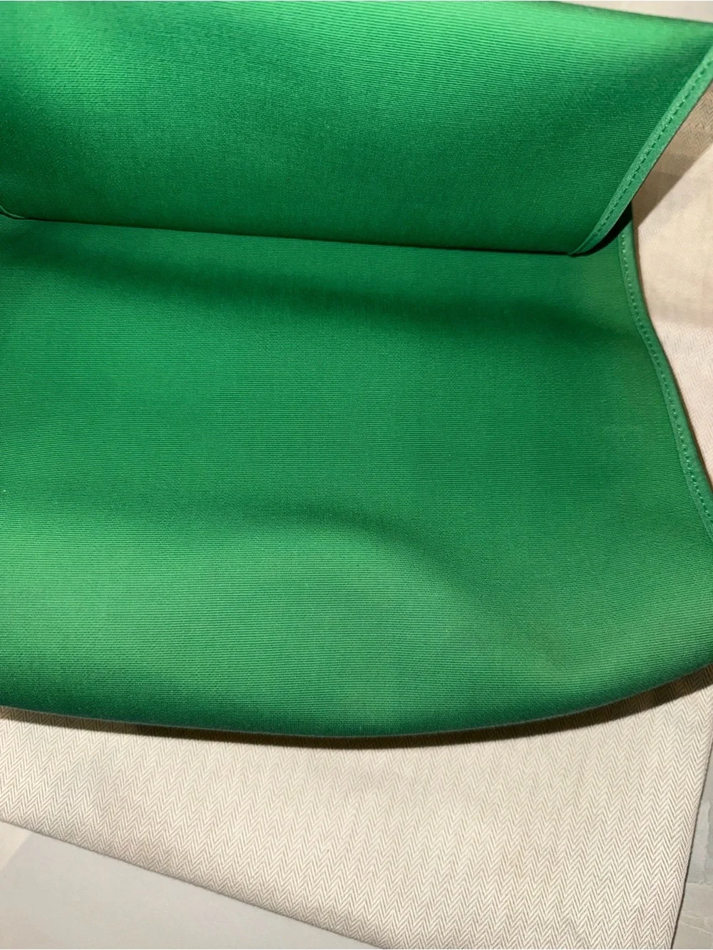 HERMES Green Canvas and Tan Leather Top-Handle Bag